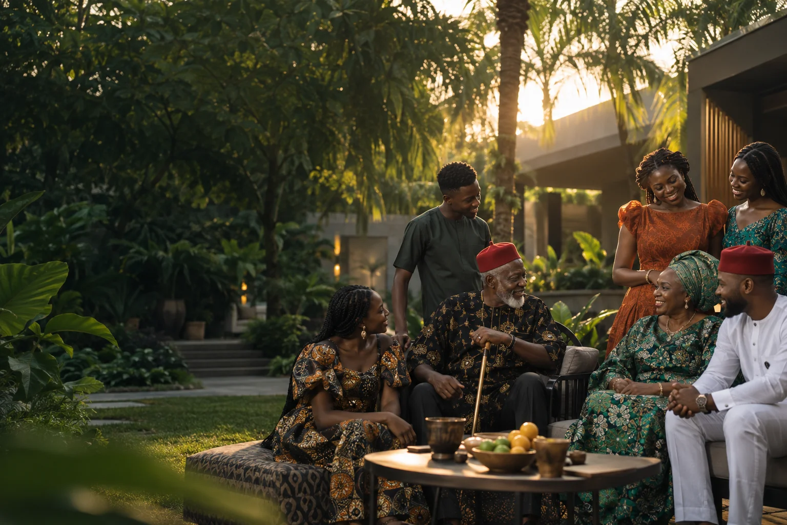 Illustrative scene of family and friends spending time together
